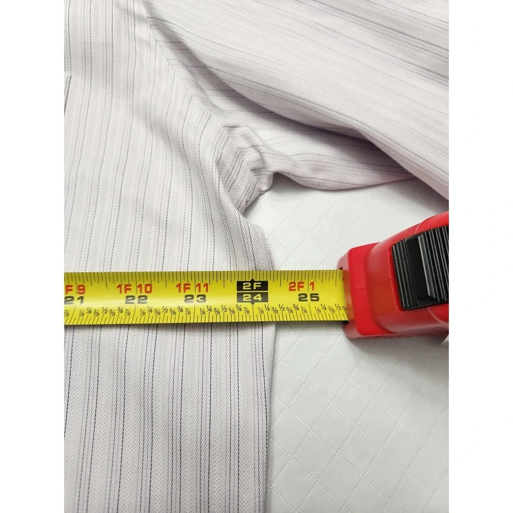 Ermenegildo Zegna Shirt Mens 17.5 44 Large Purple Stripe Long Sleeve Button Up